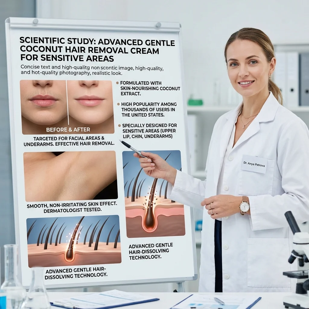 🥥 Painless hair removal, gently inhibits hair growth: Coconut hair removal cream