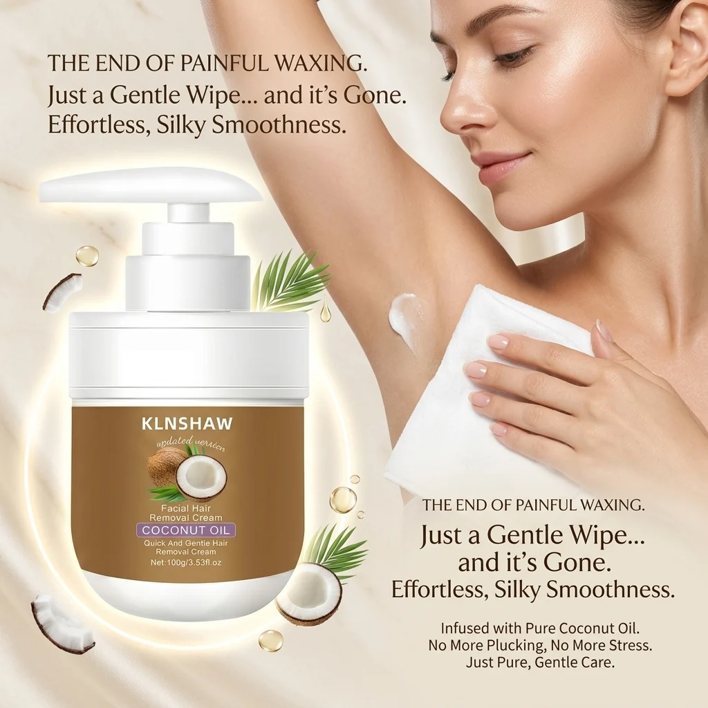 🥥 Painless hair removal, gently inhibits hair growth: Coconut hair removal cream